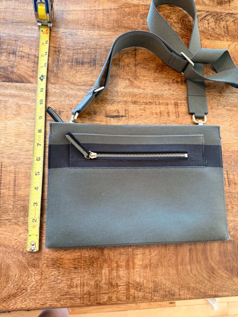 Rothy's Olive Green/navy blue Crossbody Messenger Bag with Front Zip Pocket